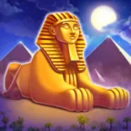 App-Icon von Cradle of Empires: Sphinx vor Pyramiden bei Nacht