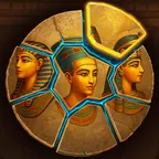 App-Icon von Jewels of Egypt: goldenes Medaillon mit zwei Pharaonengesichtern